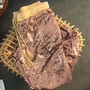 Rose gold sequin joggers pants